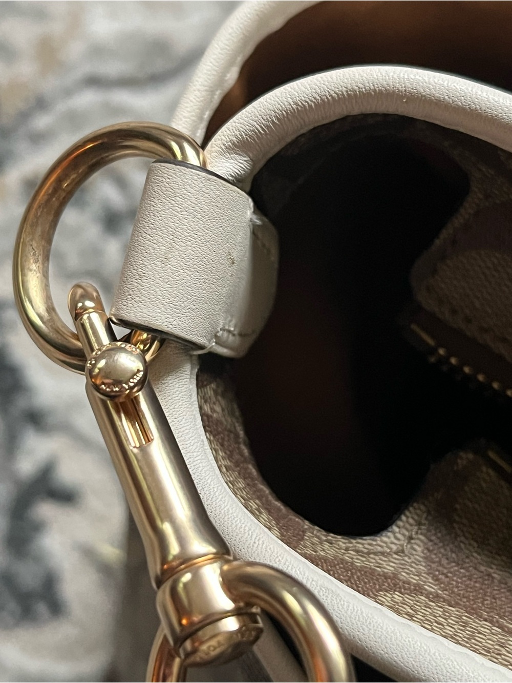 Coach Signature Canvas Tote in Brown with Cream Trim - Picture 15 of 16